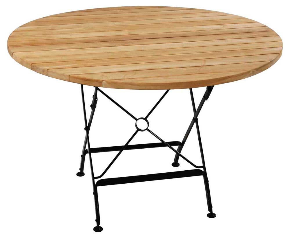 Teak-Klapptisch Florence rund 115 cm Zebra