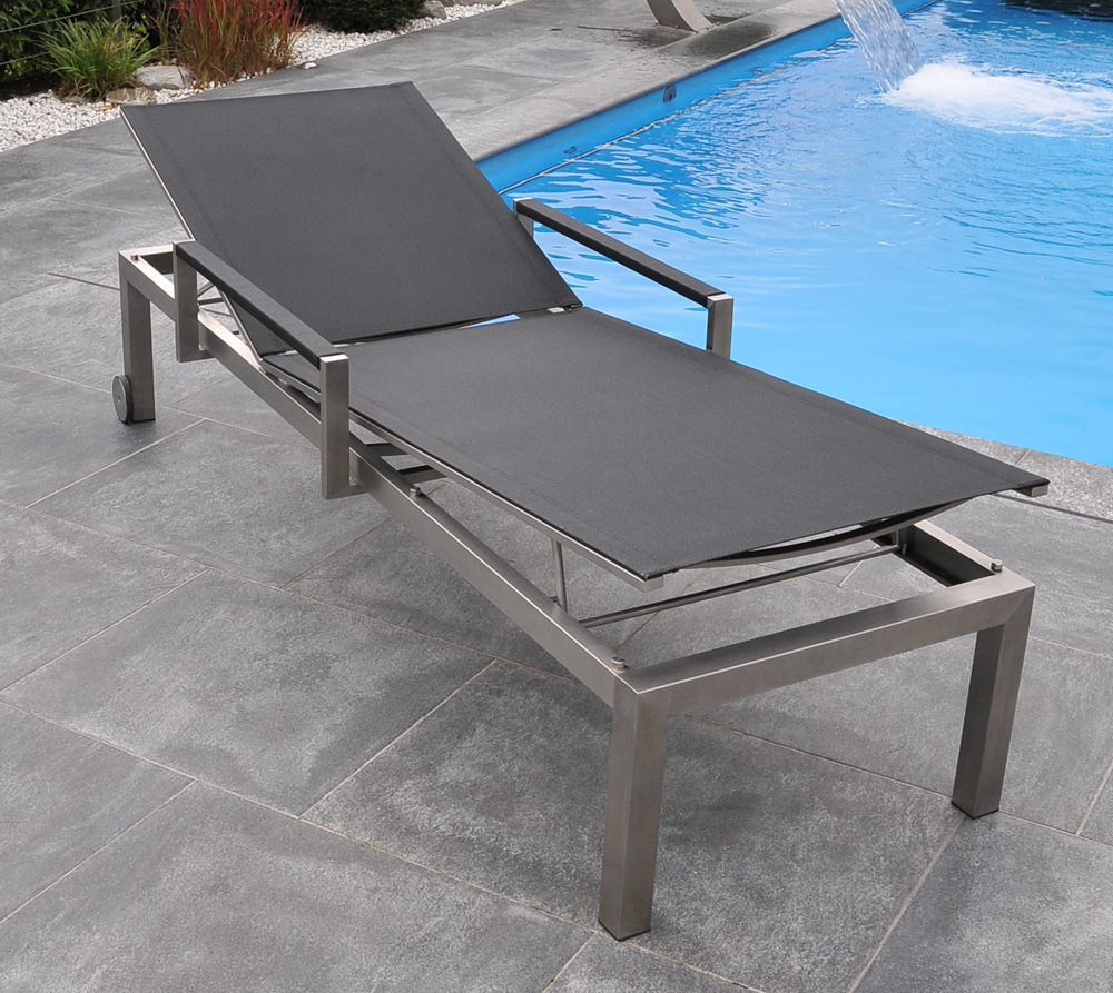 Sit Mobilia EdelstahlGartenliege Cube schwarz mit Armlehnen Sit Mobilia
