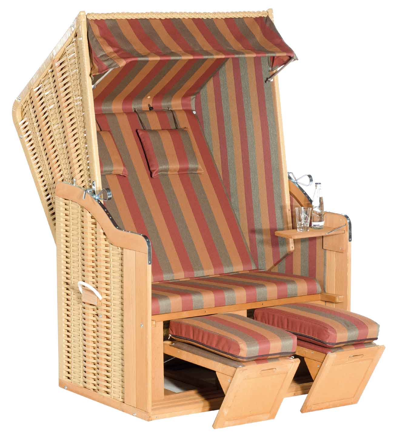 Strandkorb Rustikal 50 Plus Stoff 1199, Geflecht beige Sunny Smart