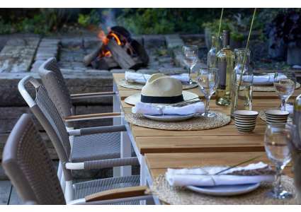 Mandalay Gartensessel Siena anthrazit-schwarz mit Teaklehne Mandalay