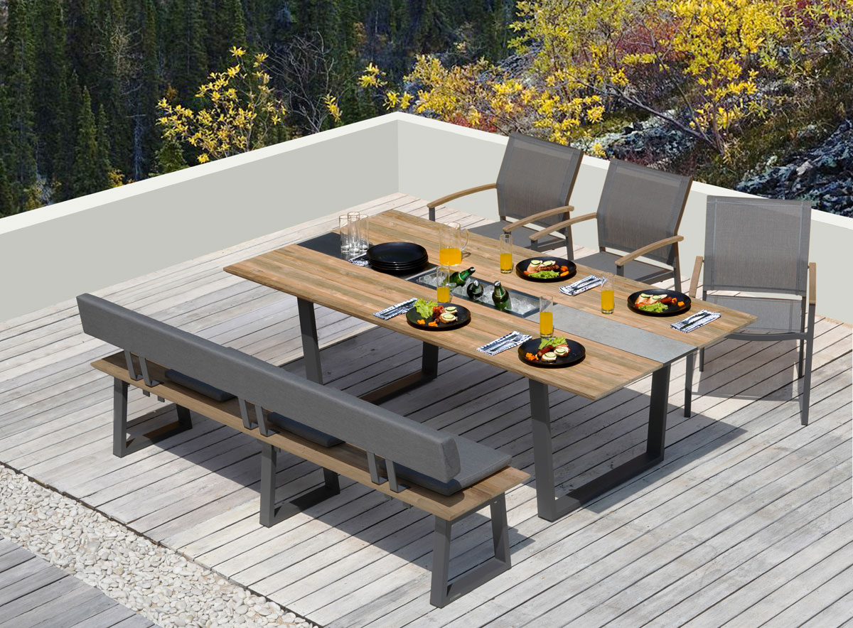 Zebra Gartenbank Phönix 220 cm mit 3 Sitzkissen Zebra 5