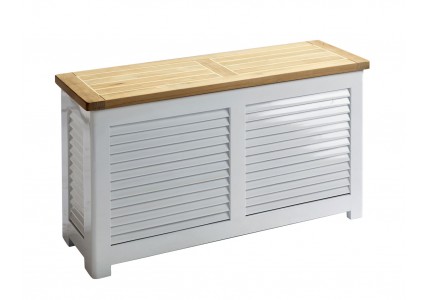 Cinas Aufbewahrungsbank Teak/weiss 90x30 cm Cinas