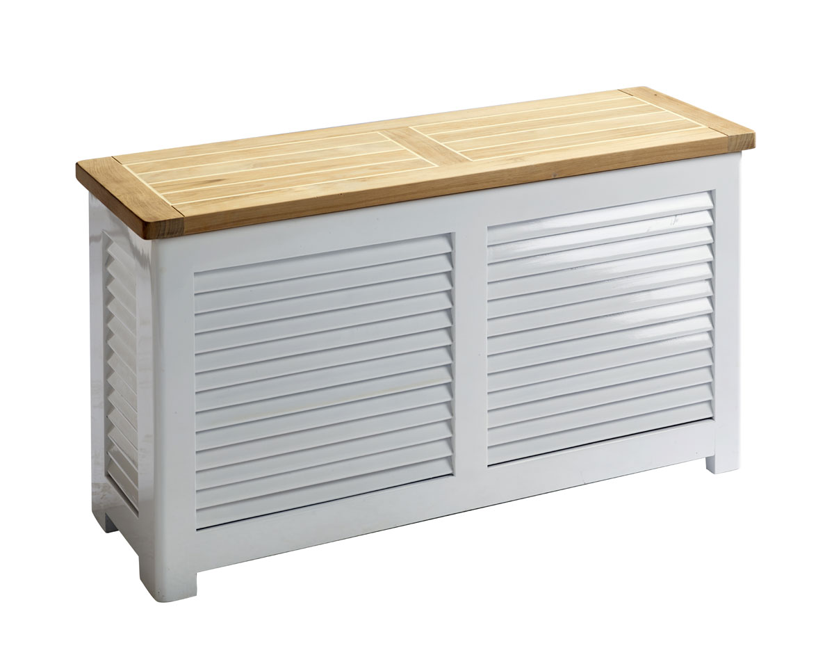 Cinas Aufbewahrungsbank Teak/weiss 90x30 cm Cinas