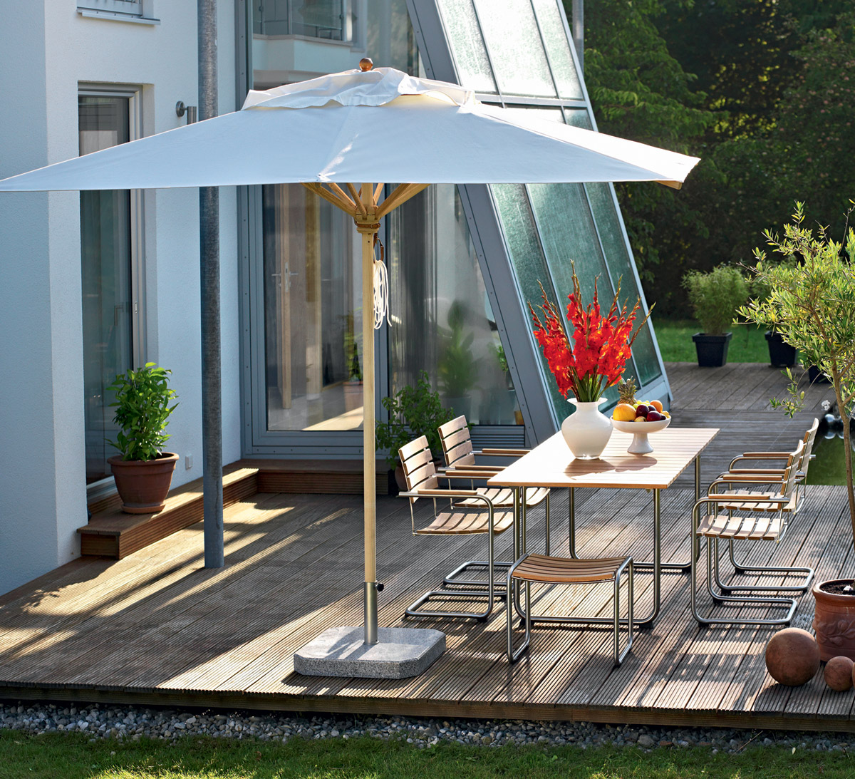 Weishäupl Sonnenschirm Basic rund 335 cm uni natur Weishäupl