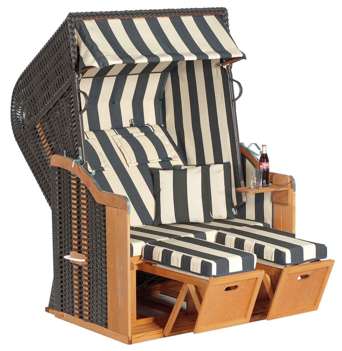 Strandkorb Rustikal 250 Plus Stoff 1180, Geflecht anthrazit Sunny Smart