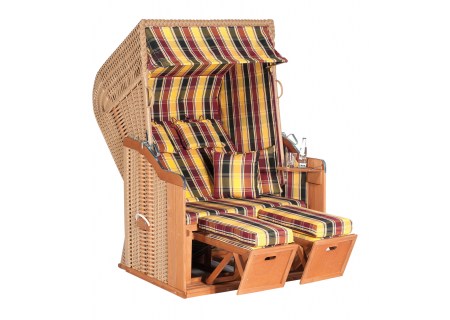 Strandkorb Rustikal 250 Plus Stoff 1216, Geflecht beige Sunny Smart