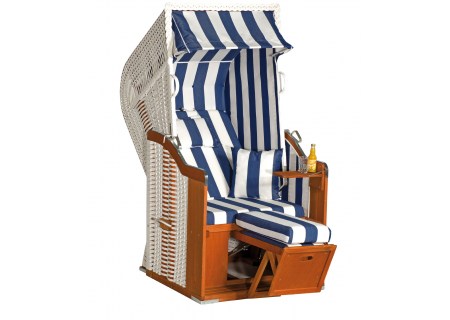 1-Sitzer Strandkorb Rustikal 250 Plus Stoff 1080, Geflecht weiss Sunny
