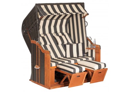 Strandkorb Rustikal 250 XL Plus Stoff 1180, Geflecht anthrazit Sunny Smart
