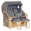 Strandkorb Rustikal 500 Plus Teak Stoff 1232 Geflecht basalt-grau Sunny