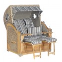 Strandkorb Rustikal 500 Plus Teak Stoff 1233 Geflecht antik-weiss Sunny