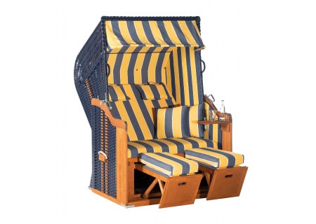 Sunny Smart Strandkorb Rustikal 250 Plus Stoff 1244 Geflecht blau