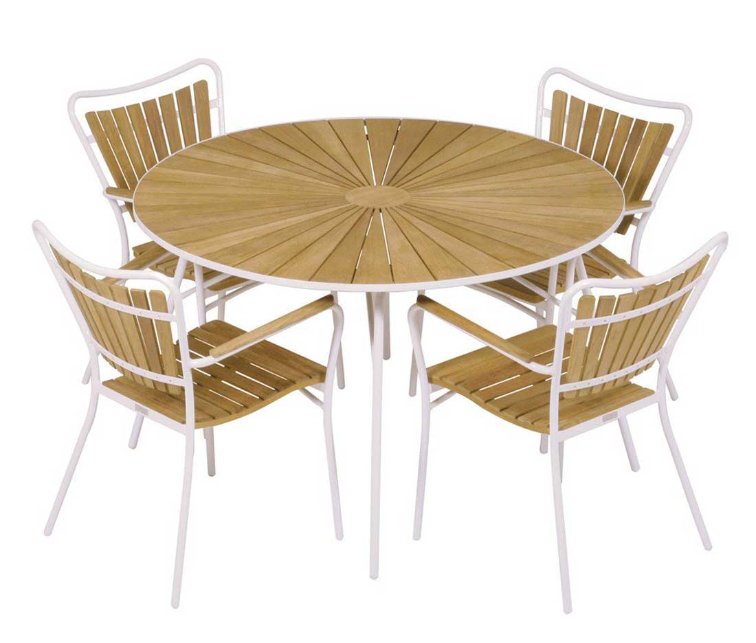 Mandalay Gartentisch Marguerit rund 110 cm anthrazit/Teak Mandalay