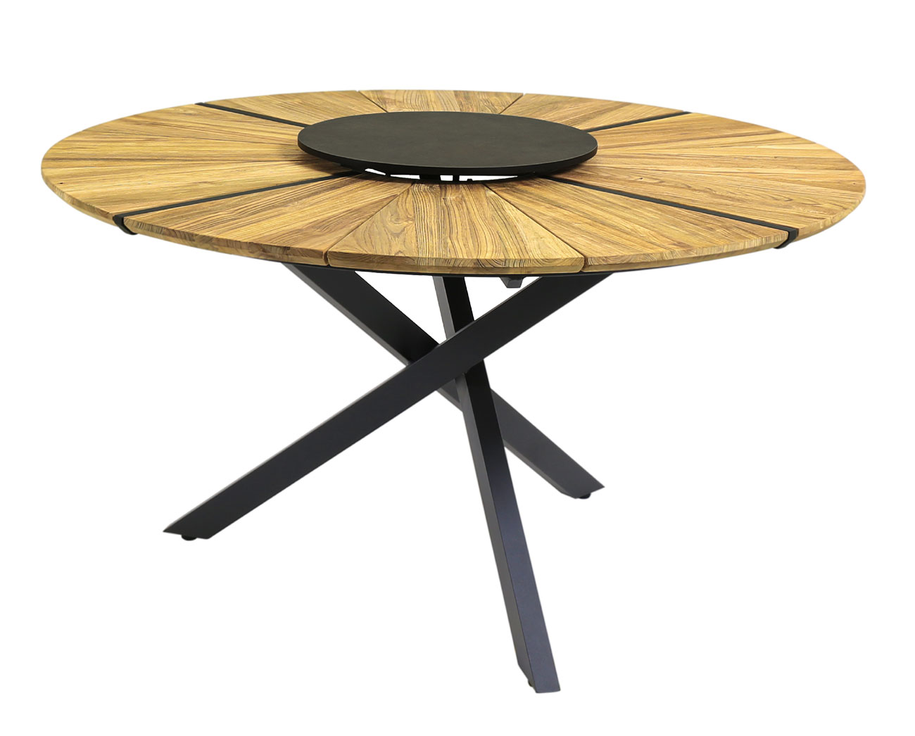 Zebra Gartentisch Oryx Edge Alu rund 160 cm mit HPL Drehplatte Zebra