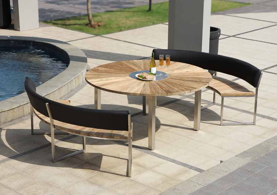 Zebra Recycelt-Teakbank Onyx mit Rückenlehne Stamskin, 171 cm Zebra