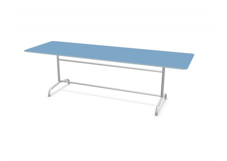 Schaffner Metalltisch Rigi 240x90 cm pastellblau Ausstellungstisch